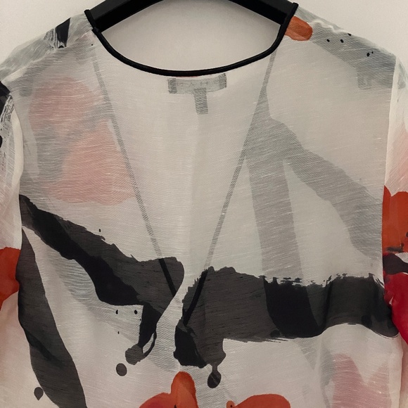 NEW SHAN ABSTRACT FLORAL Linen Beach Tunic - Picture 10 of 11